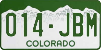 CO license plate 014JBM