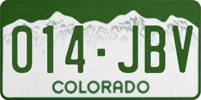 CO license plate 014JBV