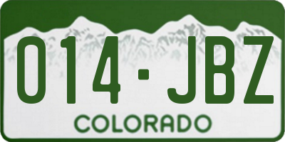 CO license plate 014JBZ