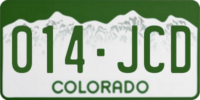 CO license plate 014JCD