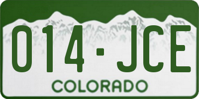 CO license plate 014JCE