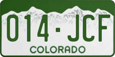 CO license plate 014JCF