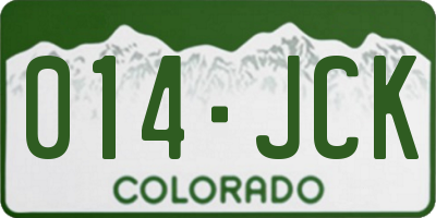 CO license plate 014JCK