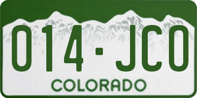 CO license plate 014JCO