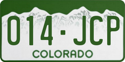 CO license plate 014JCP
