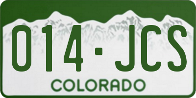 CO license plate 014JCS