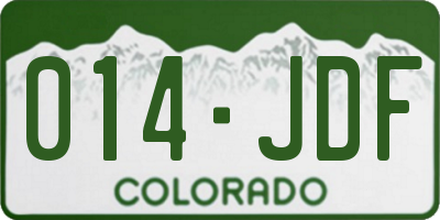 CO license plate 014JDF