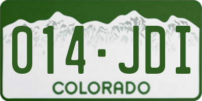 CO license plate 014JDI