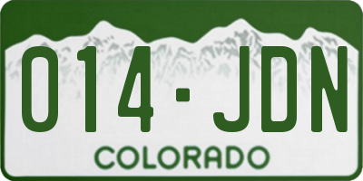 CO license plate 014JDN