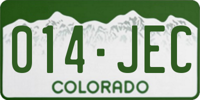 CO license plate 014JEC