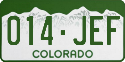 CO license plate 014JEF