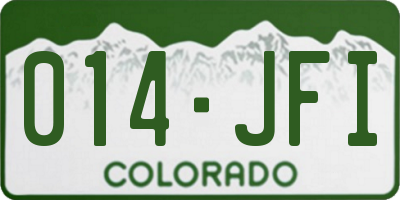 CO license plate 014JFI