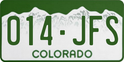 CO license plate 014JFS