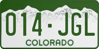 CO license plate 014JGL