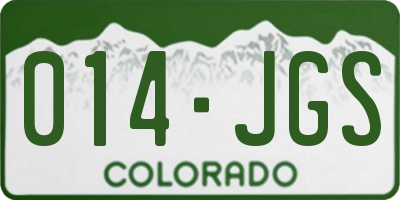 CO license plate 014JGS