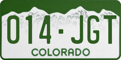 CO license plate 014JGT