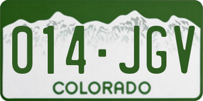 CO license plate 014JGV