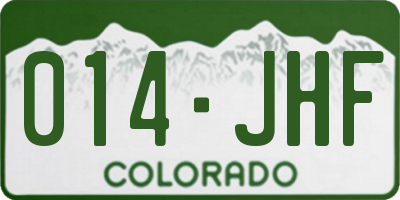 CO license plate 014JHF