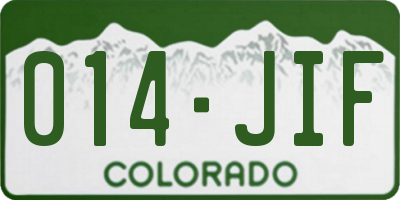 CO license plate 014JIF