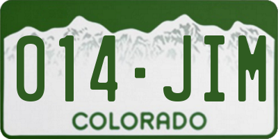 CO license plate 014JIM