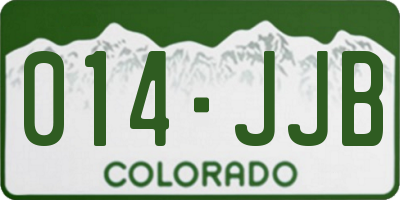 CO license plate 014JJB