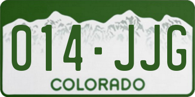 CO license plate 014JJG