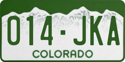 CO license plate 014JKA