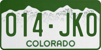 CO license plate 014JKO