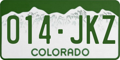 CO license plate 014JKZ