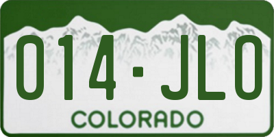 CO license plate 014JLO