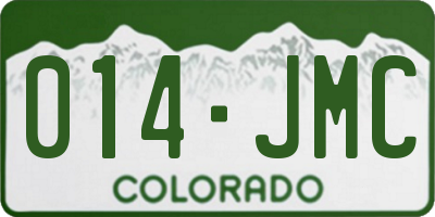 CO license plate 014JMC
