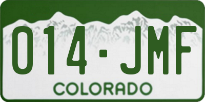 CO license plate 014JMF
