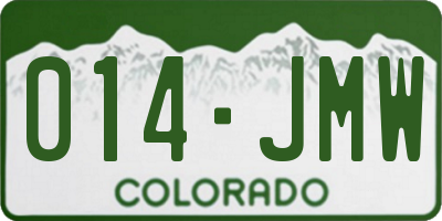 CO license plate 014JMW