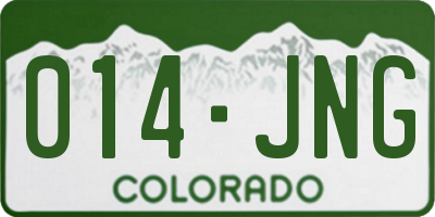 CO license plate 014JNG