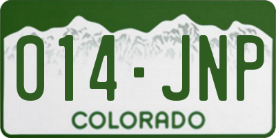 CO license plate 014JNP