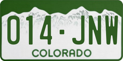 CO license plate 014JNW
