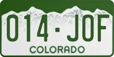 CO license plate 014JOF
