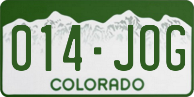 CO license plate 014JOG