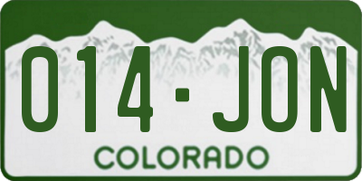 CO license plate 014JON