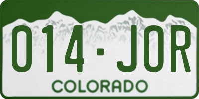 CO license plate 014JOR