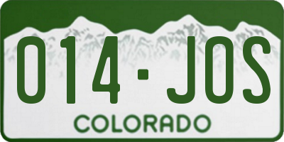 CO license plate 014JOS