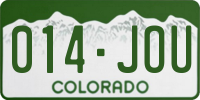 CO license plate 014JOU