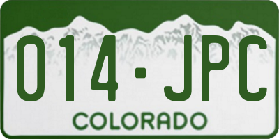 CO license plate 014JPC