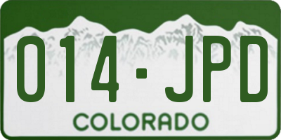 CO license plate 014JPD
