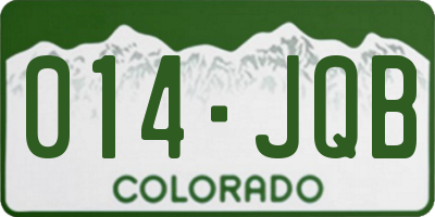 CO license plate 014JQB