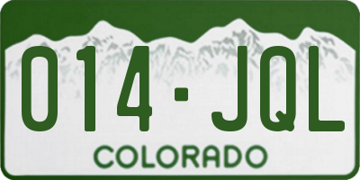 CO license plate 014JQL