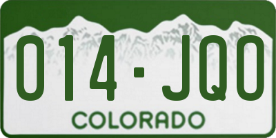 CO license plate 014JQO
