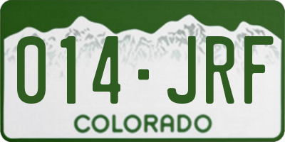 CO license plate 014JRF