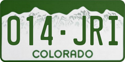 CO license plate 014JRI