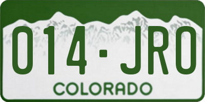 CO license plate 014JRO